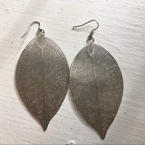 Carissa Filigree Leaf Drop Earrings in Silver